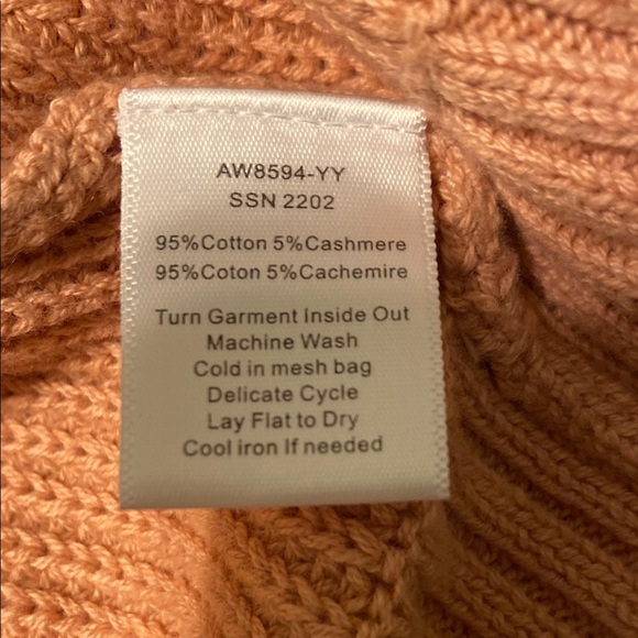 ATM Anthony Thomas Melillo Sweater V-Neck Relaxed Cashmere Cotton Peach Large - Picture 10 of 10
